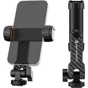 K&F Concept Phone Tripod Mount, Universal Smartphone Adapter with 2 Cold Shoe Mount, Adjustable Cellphone Holder for Horizontal and Vertical Shooting, Compatible with iPhone/Samsung and All Phones