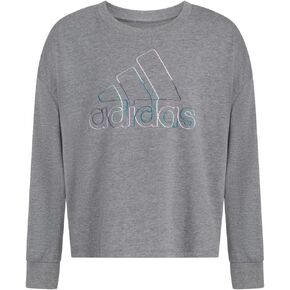 adidas Girl's Heather Long Sleeve Waist Crew Tee (Big Kids)
