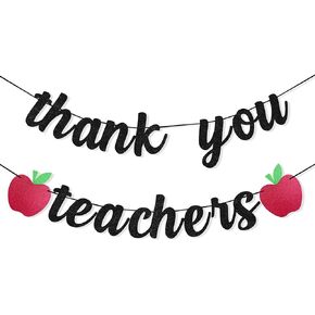 Thank You Teachers Banner Teacher Appreciation Week Decorations Graduation Party Supplies Classroom Office Hanging Bunting Indoor Outdoor Photo Backdrop