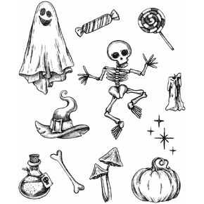 Tim Holtz - Stampers Anon Cling RBBR Stamp Set HWN, Halloween Doodles