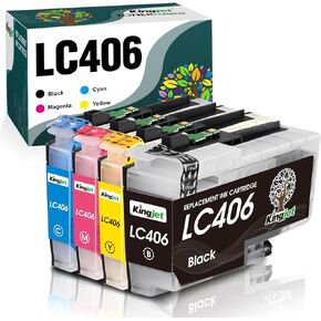 Kingjet Compatible LC406 Ink Cartridges for Brother MFC-J4335DW Printer Replacement for Brother LC406 Ink Cartridges LC406XL LC 406 XL Work for MFC-J4345DW MFC-J4535DW MFC-J5855DW Printer,4 Pack
