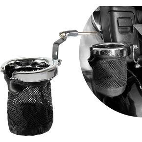 PSLER Rear Passenger Drink Cup Holder for Goldwing GL1800 2001-2017 F6B 2013-2017(Chrome)