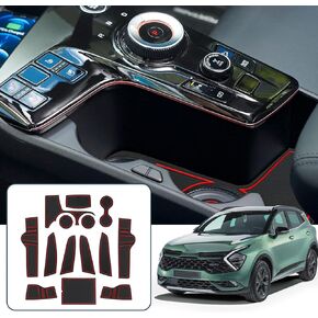 Door Slot Mat for Kia Sportage 2023+ Accessories Interior Mat 2023+ Kia Sportage NQ5 Cup Holder Insert Kia Sportage Center Console Liner Mat Compatible with 2023 2024 Kia Sportage(14PCS/Sets)