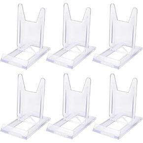 6PCS Clear Plastic Business Card Holder Office Desktop Name Card Display Stand,Desk Accessory Index Card Organizer for Offices,Receptionist,Salons,Businesses