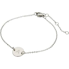 HUAN XUN Stainless Steel Engraved Initial Bracelet Adjustable, 7.87"