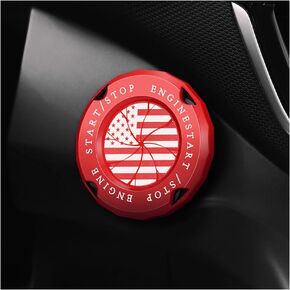 Stylish Car Push Start Button Cover,Spin Type Zinc Alloy Push to Start Button Cover for Car Decor,Universal Engine Start Button Cover Interior Car Accessories for Car Truck SUV (America Flag Black)