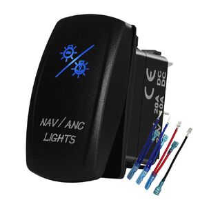 Blue Led Navigation Light Anchot Light Rocker Switch 7Pin ON-Off-ON Nav/ANC Light Toggle Switch for Marine Boat Ship Vessel Fishing Boat 12V 24V