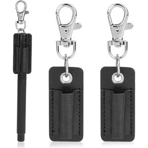 2 Pieces Lanyard Pen Holder, Pen Holder Clip Lanyard Anti-Lost, Pen Holder Clip for Neck Lanyard Portable Pu Leather Neck Pen Holder Keychain Pen Holder for Clipboard Badge
