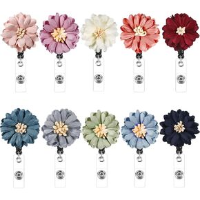 Boao Retractable Flower Badge Holder with Alligator Clip, Badge Clips ID Badge Reel Clip on Card Holders, 10 Pieces