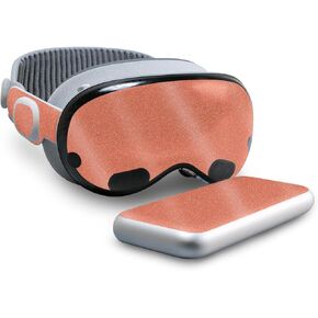 Glossy Glitter Skin Compatible with Apple Vision Pro - Solid Salmon - Premium 3M Vinyl Protective Wrap Decal Cover - Easy to Apply | Crafted in The USA by MightySkins