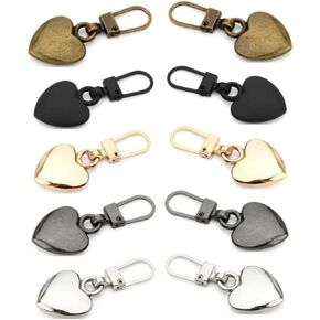 10Pcs Multicolor Journey Studio Heart Shaped Zipper Pull Replacement Metal Zipper Backpack Zippers Mend Fixer Repair for Coats Jackets Pants Luggage, Fasteners, Garage Storage, Storage Racks