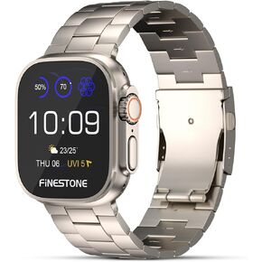 FiNESTONE Titanium Band for Apple Watch ULTRA & ULTRA 2: 49mm Adjustable Titanium Apple Watch Band - Lightweight Strap for iWatch Apple Watch ULTRA 2 & ULTRA 49mm