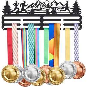 SUPERDANT Running Medal Hanger Display Mountain Park Run Sports Medal Display Rack Iron Wall Mounted Hooks for Male Runner Medals Trophy Holder Athlete Awards Sports Ribbon Holder Display