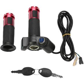 VGEBY Throttle Handle, Throttle Accelerator Handle Grips and Cable Set for 12-84V Electric Bike or Scooters(Red) and Spare Parts Ebike Throttle Twist Scooter Throttle Thumb