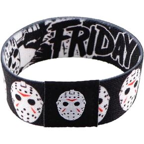Jason Voorhees Mask Friday The 13th Classic Horror Movie Film Halloween 7.1" Reversible Stretch Wristband Wrist Band Bracelet Elastic Strap