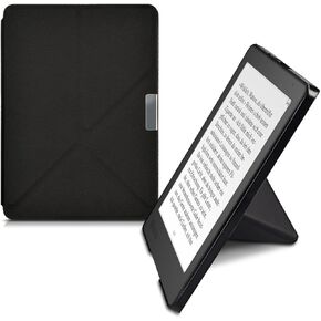 kwmobile Origami Case Compatible with Kobo Aura Edition 2 Case - Slim PU Leather Cover with Stand - Black