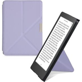 kwmobile Origami Case Compatible with Kobo Aura Edition 2 Case - Slim PU Leather Cover with Stand - Black
