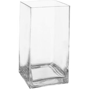 Royal Imports Flower Glass Vase Decorative Centerpiece for Home or Wedding - Tall Rectangle Shape, 10" Tall, 5"x5" Opening