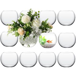 12 Pcs Bubble Bowl Vase Centerpiece Round Glass Flower Vase Clear Fish Bowl with Clear Water Gel Beads for Wedding Floral Centerpiece Home Decor