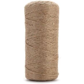 Jute Twine String Hemp Rope - 328 Feet 2mm 3ply Natural Burlap Cord Rolls for DIY Crafts, Decoration, Bundling, Packing, Gifts, Artworks, Gardening Applications (1 Pack)