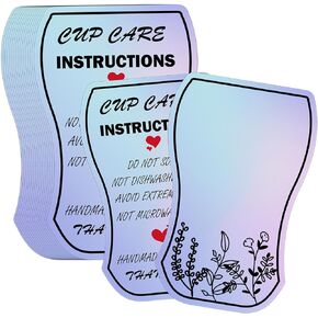 Tumbler Care Instructions Cards Cup Care Instructions Cards 2.5x3.5 Inch-Business Mug Cup Care Insert Customer Directions Reminder Card Washing Instructions Thank You Cards 50 Pack