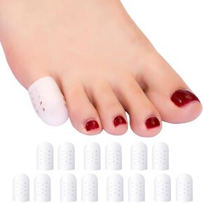 Silicone Small Toe Protectors Guards, 14 Pack of Gel Little Toe Covers for Men, Women and Kids, Breathable Toe Caps Sleeves for Pinky Toe, Toe Cushion for Shoes, Provide Foot Pain Relief