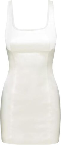 SHESEEWORLD Women's Satin Sexy Sleeveless Square Neck Backless Tank Top Mini Dress in Saudi Arabia