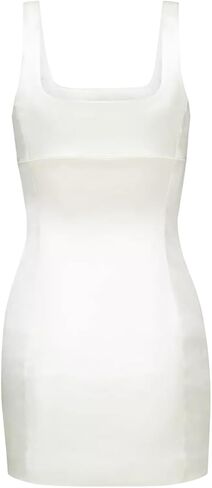 SHESEEWORLD Women's Satin Sexy Sleeveless Square Neck Backless Tank Top Mini Dress in Saudi Arabia