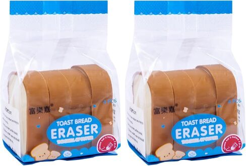 2Pack Cute Toast Bread Erasers Cartoon Bread Shaped Pencil Eraser Portable Rubber Eraser Teacher Award Gifts Pencil Eraser Sketching Tools in Saudi Arabia