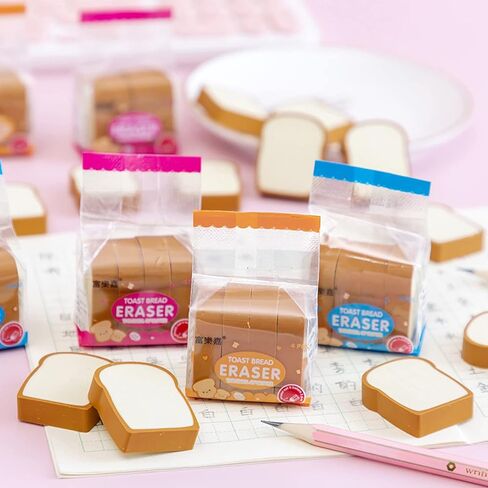 2Pack Cute Toast Bread Erasers Cartoon Bread Shaped Pencil Eraser Portable Rubber Eraser Teacher Award Gifts Pencil Eraser Sketching Tools in Saudi Arabia