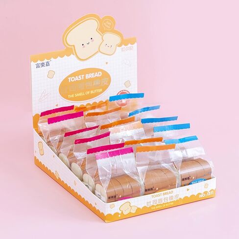 2Pack Cute Toast Bread Erasers Cartoon Bread Shaped Pencil Eraser Portable Rubber Eraser Teacher Award Gifts Pencil Eraser Sketching Tools in Saudi Arabia
