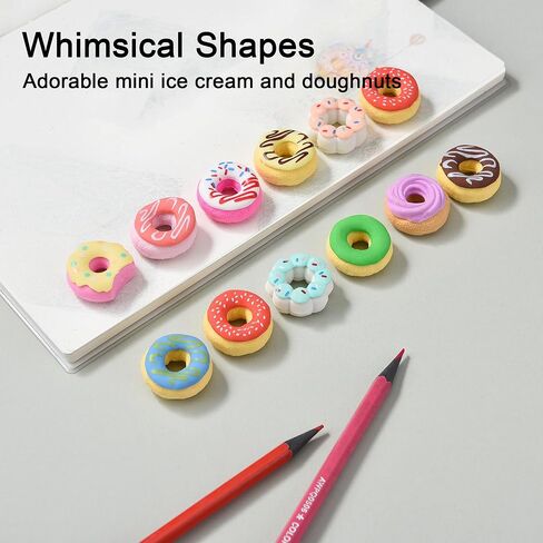 Donut Erasers for Kids Bulk, 24 Pieces 3D Cute Fun Food Erasers for Party Favors Classroom Prizes in Saudi Arabia