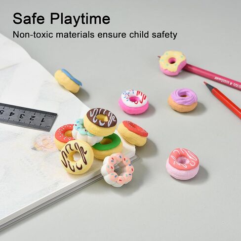 Donut Erasers for Kids Bulk, 24 Pieces 3D Cute Fun Food Erasers for Party Favors Classroom Prizes in Saudi Arabia