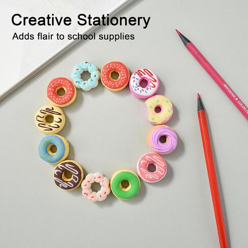 Donut Erasers for Kids Bulk, 24 Pieces 3D Cute Fun Food Erasers for Party Favors Classroom Prizes in Saudi Arabia