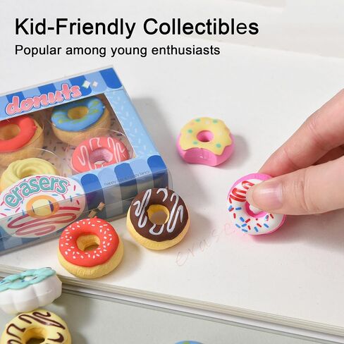 Donut Erasers for Kids Bulk, 24 Pieces 3D Cute Fun Food Erasers for Party Favors Classroom Prizes in Saudi Arabia