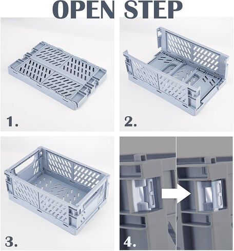 5 سلال تخزين بلاستيكية قابلة للطي للتنظيم بمقبض، صندوق قفص للمكتب وغرفة النوم وغرفة النوم، 9.8 بوصة طول × 6.5 بوصة عرض × 3.8 بوصة ارتفاع، أخضر in Kuwait
