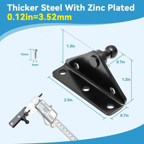 10MM Ball Stud Mounting Brackets for Gas Shock Spring Strut Prop Lift Support, 2 Angled L-Type Mounts and 2 Flat-Type Mounts with 16 Screws，Sliver by FILFOM in Saudi Arabia