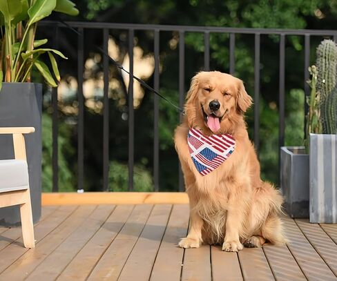 2PCS Dual-Layer Design Patriotic Dog Bandanas Outfit,Large Summer Triangle Reversible Memorial Day Independence Day American Flag 4th of July Scarf for Big Boy and Girl Dogs Red White Blue in Saudi Arabia
