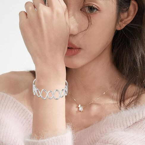 Cuff Bangle Bracelet Set for Women,Multi-layer Cross Wire Bangle Bracelet Open Adjustable Wide Wire Bracelets Cuff Wrap Bracelet for Teen Girls Fashion Jewelry in Saudi Arabia