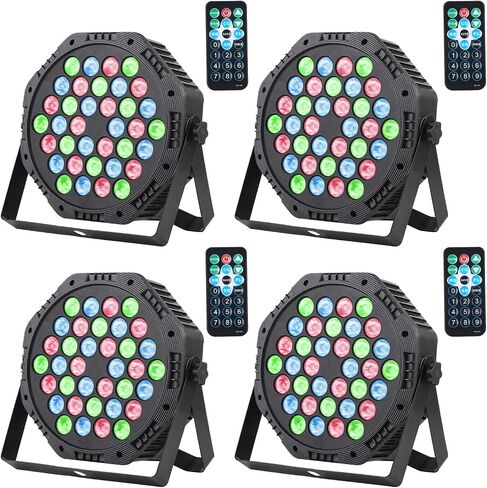 LED Par Lights, Stage Light with Remote Control, Dj Lights Corded RGB 18 LED with Sound Activated Remote Control for Live House and Party Club, Christmas(4 Packs). in Saudi Arabia