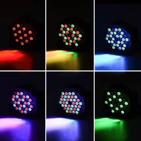 LED Par Lights, Stage Light with Remote Control, Dj Lights Corded RGB 18 LED with Sound Activated Remote Control for Live House and Party Club, Christmas(4 Packs). in Saudi Arabia