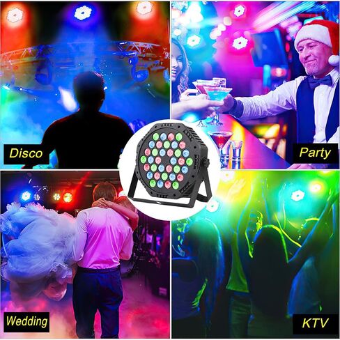 LED Par Lights, Stage Light with Remote Control, Dj Lights Corded RGB 18 LED with Sound Activated Remote Control for Live House and Party Club, Christmas(4 Packs). in Saudi Arabia
