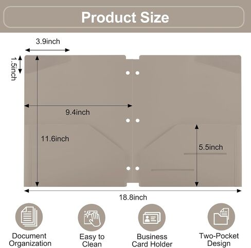 EOOUT 10 Pack Pocket Folders with Clear Front Pocket for 3 Ring Binder, Folder with Card Slot for School, Office and Home, Letter Size in Saudi Arabia