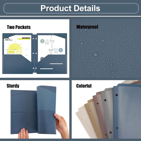 EOOUT 10 Pack Pocket Folders with Clear Front Pocket for 3 Ring Binder, Folder with Card Slot for School, Office and Home, Letter Size in Saudi Arabia