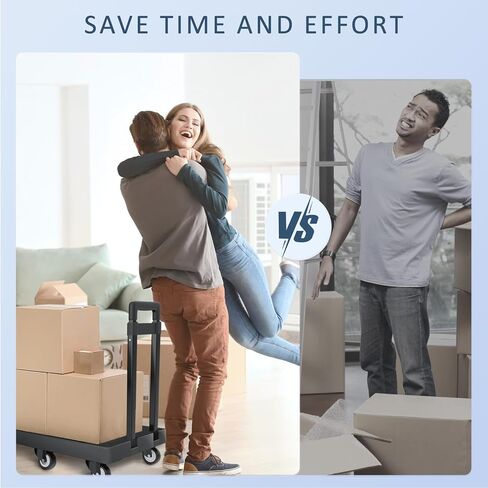 شاحنة يدوية قابلة للطي، عربة دوللي للخدمة الشاقة قابلة للطي بوزن 500 رطل، عربة أمتعة قابلة للطي بقاعدة قابلة للتمديد مع 6 عجلات وحبلين مرنين للتنقل أثناء السفر والتسوق ومكتب المطار in Kuwait