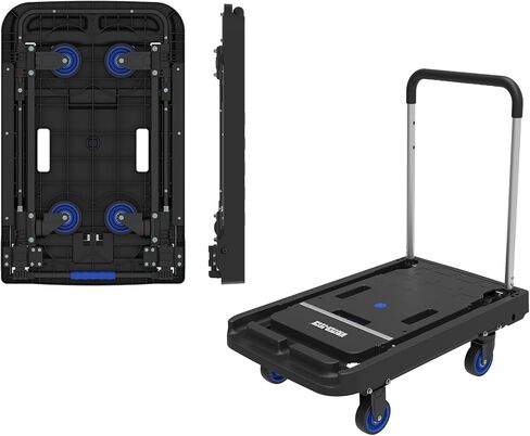 WRTSTER-TECH Folding Hand Truck Foldable Flatbed Cart Dolly 330 LBS Platform Carts with 4 Wheels for Heavy Duty Portable Utility Cart for Luggage, Travel, Moving, Shopping, Office Use in Saudi Arabia