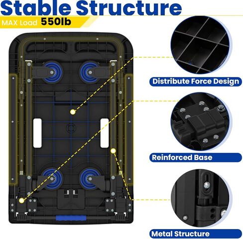 WRTSTER-TECH Folding Hand Truck Foldable Flatbed Cart Dolly 330 LBS Platform Carts with 4 Wheels for Heavy Duty Portable Utility Cart for Luggage, Travel, Moving, Shopping, Office Use in Saudi Arabia