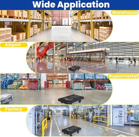 WRTSTER-TECH Folding Hand Truck Foldable Flatbed Cart Dolly 330 LBS Platform Carts with 4 Wheels for Heavy Duty Portable Utility Cart for Luggage, Travel, Moving, Shopping, Office Use in Saudi Arabia