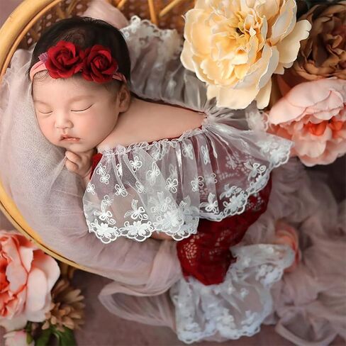 Newborn Girls Photo Outfits Newborn Photography Props Lace Romper Newborn Picture Props Photoshoot Princess Costume in Saudi Arabia