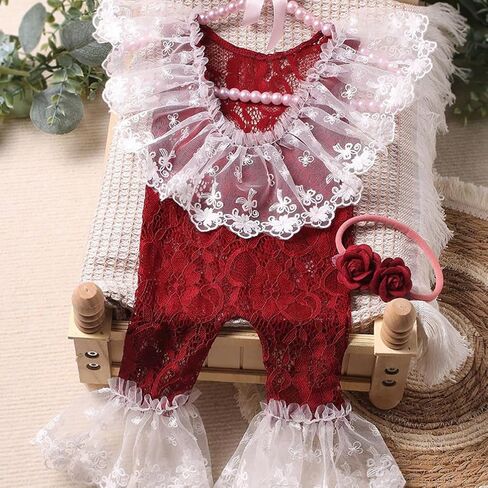 Newborn Girls Photo Outfits Newborn Photography Props Lace Romper Newborn Picture Props Photoshoot Princess Costume in Saudi Arabia